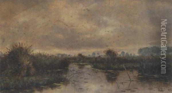 Sumpflandschaft Oil Painting - Georges Philibert Charles Maroniez