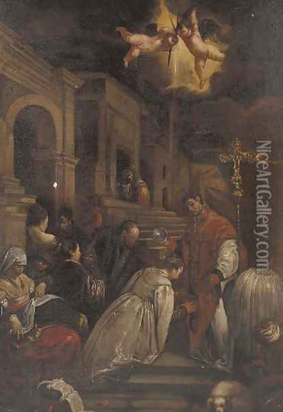 The baptism of Saint Ludmilla Oil Painting - Jacopo Bassano (Jacopo da Ponte)