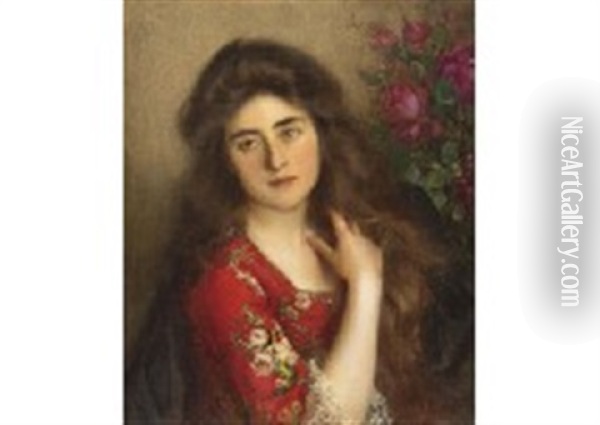 Beautiful Young Girl Oil Painting - Albert Lynch
