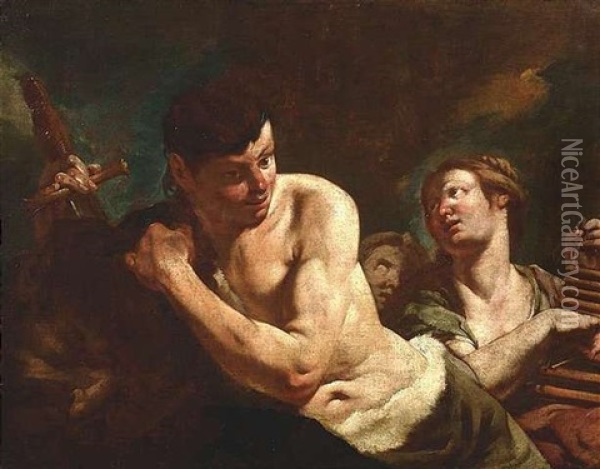 David Mit Dem Haupte Goliaths Oil Painting - Giovanni Battista Piazzetta