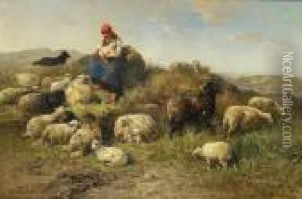 Die Fursorgliche Schaferin Oil Painting - Henry Schouten