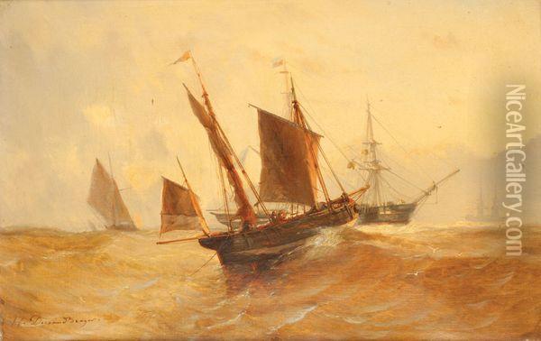 Marine Oil Painting - Jean Baptiste Henri Durand-Brager