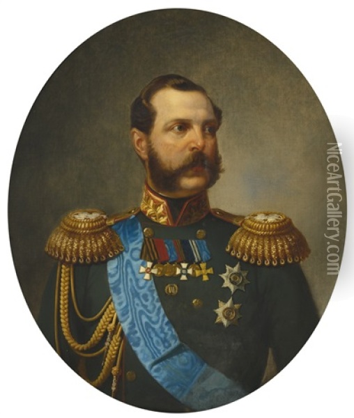 Portrait Of Alexander Ii Of Russia Oil Painting - Heinrich von Angeli