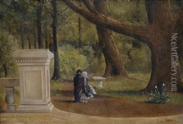Paar Beim Spaziergang Im Park Oil Painting - Jean Beraud