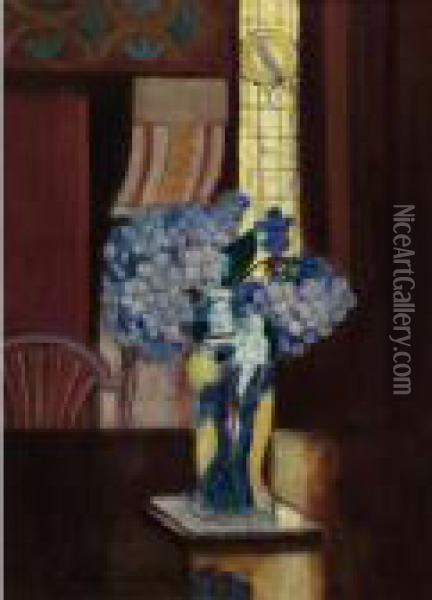 Hortensias Dans Un Vase En Forme De Vierge Oil Painting - Maurice Denis