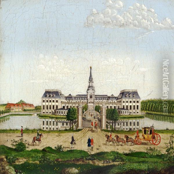 View Of Hirschholm Castle As It Looked When The Queenmother Sophie Magdalene Lived There Oil Painting - Christian Georg Lind