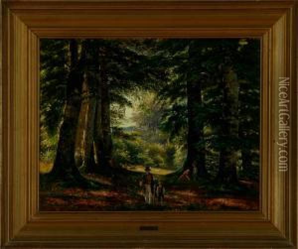 View Of Charlottenlund Forest, Denmark Oil Painting - Carl Gotfred Wurtzen
