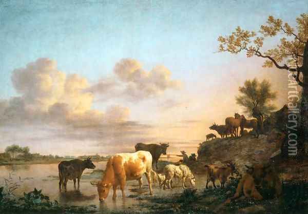 Animals by the River Oil Painting - Adriaen Van De Velde