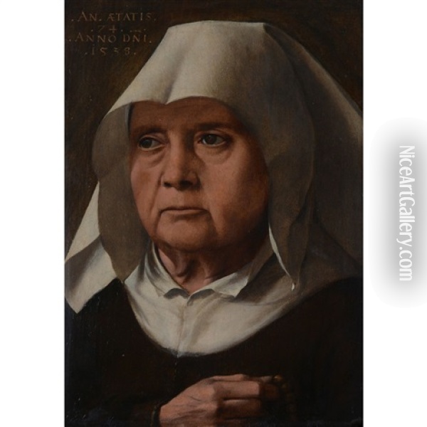 Portrait Of An Old Lady Oil Painting - Pieter Jansz Pourbus