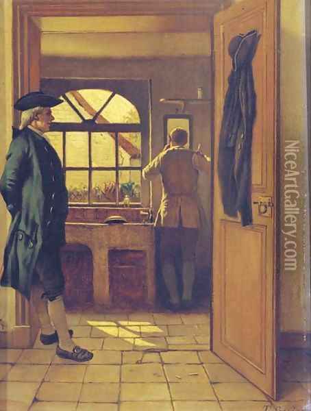 A gentleman's morning ritual Oil Painting - Theodore Ceriez