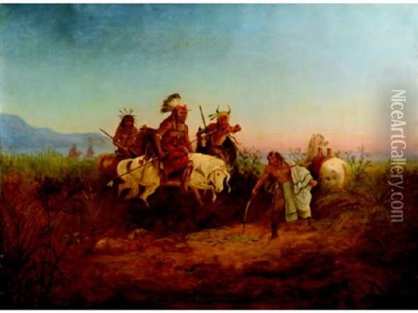 On The Trail Oil Painting - Charles Wimar