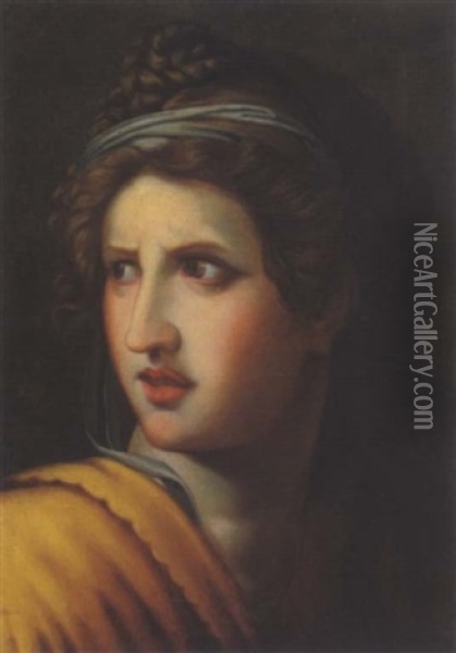 Kopfstudie Einer Frau (bozzetto Di Testa Femminile) Oil Painting - Giulio Romano