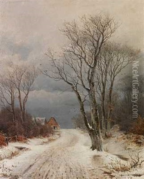 Vinterlandskab Oil Painting - Nordahl (Peter Frederik N.) Grove