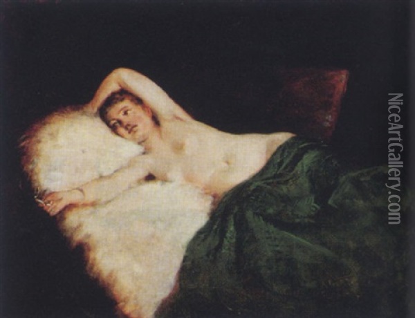 Liegender Weiblicher Halbakt Oil Painting - Rudolf Wimmer