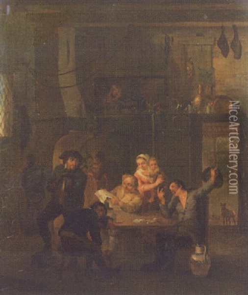 Wirtshausinterieur Oil Painting - Petrus Johann Van Regemorter