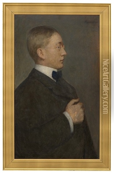 Portrett Av Forfatteren Johannes V. Jensen Oil Painting - Hans Olaf Heyerdahl