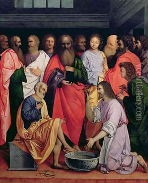 The Washing of the Feet 1500 Oil Painting - Giovanni Agostino Da Lodi