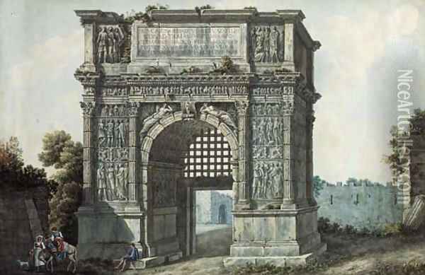 The Arch of Trajan, Rome Oil Painting - Simone Pomardi