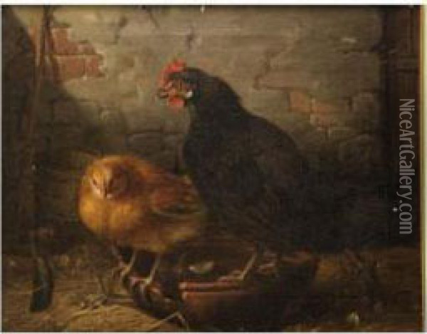 Gallinas Oil Painting - Joaquin Siguenza