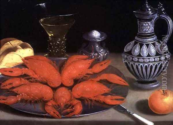 Still-life with crayfish, a roemer and a ewer Oil Painting - Gotthardt von Wedig