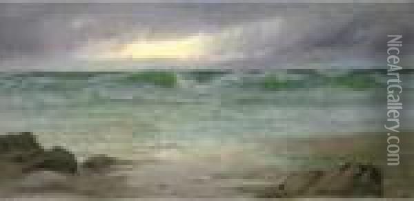 Sunset From The Beach Oil Painting - David James