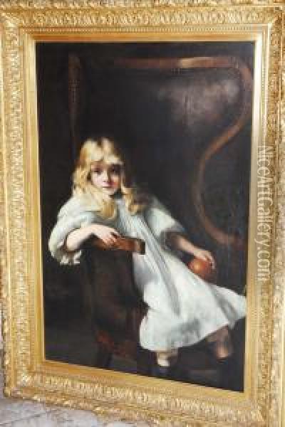 Bambina Seduta Su Poltrona Oil Painting - Max Schultze