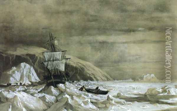 Locked In - Baffin Bay Oil Painting - William Bradford