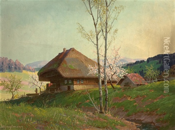 Spring In The Black Forest Oil Painting - Karl Hauptmann