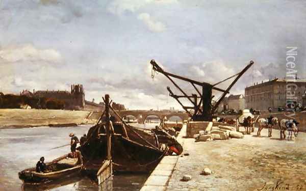 View of the Pont Royal, Paris Oil Painting - Johan Barthold Jongkind