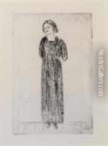 Young Woman In Dark Dress Oil Painting - Edvard Munch