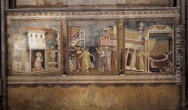 Legend of St Francis- Scenes Nos. 4-6 1297-99 Oil Painting - Giotto Di Bondone