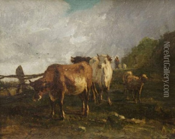 Vaches Au Pre Oil Painting - Antonio Cortes Cordero