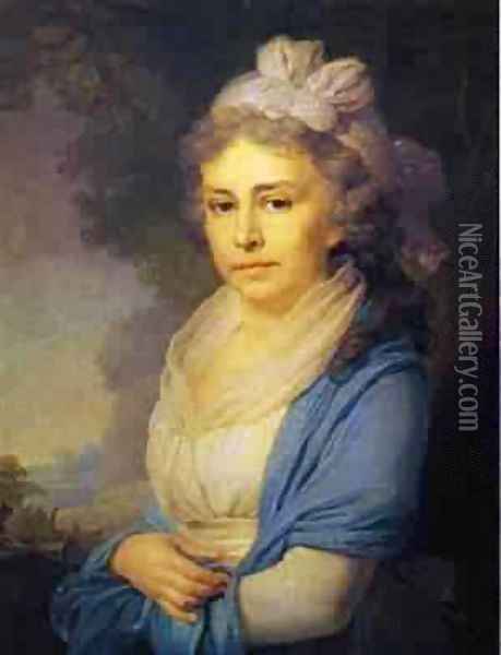 Portrait Of E I Nekludova 1798 Oil Painting - Vladimir Lukich Borovikovsky