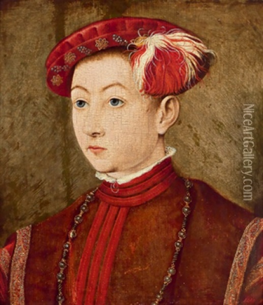 Bildnis Eines Jungen Mannes Mit Rotem Perlengeschmucktem Barett Oil Painting - Jakob Seisenegger