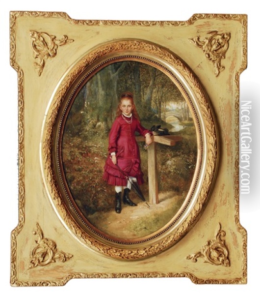 An Elegant Girl Oil Painting - Adolph Diedrich Kindermann