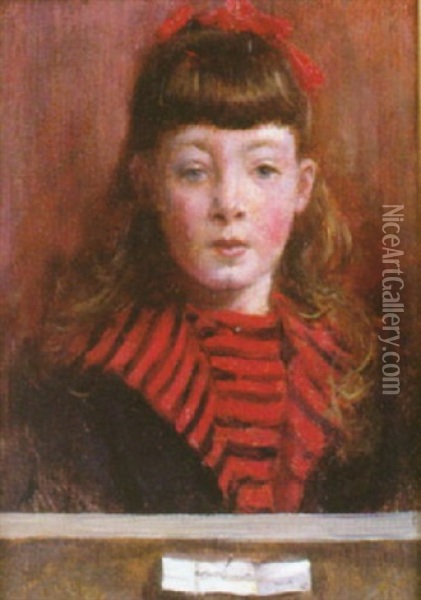 Portrait De Jeune Fille Oil Painting - Norbert Goeneutte