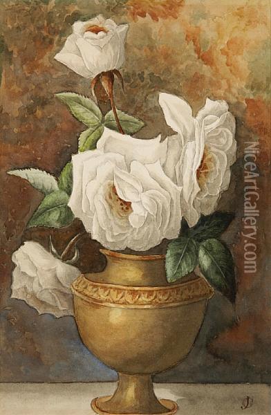 White Roses Oil Painting - James Griffiths
