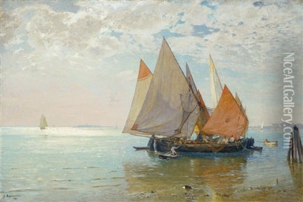Venezianisches Fischerboot In Der Lagune Oil Painting - Gustav Schoenleber