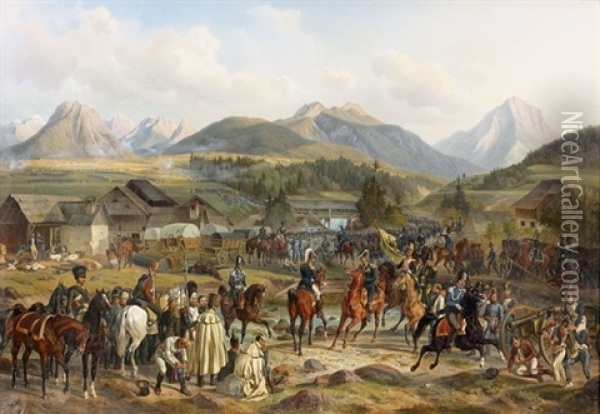 Schlacht Von Tarvis Am 18. Mai 1809 Oil Painting - Albrecht Adam