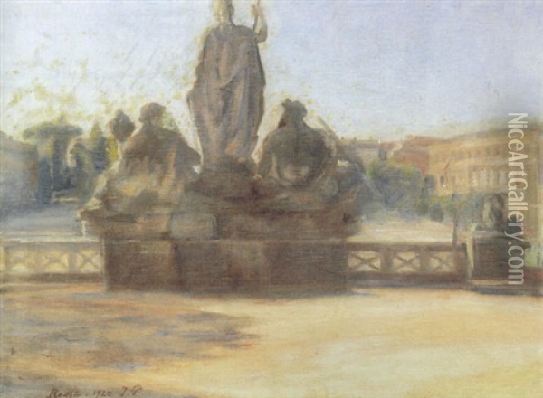 Parti Fra Rom Med Skulptur I Forgrunden Oil Painting - Julius Paulsen