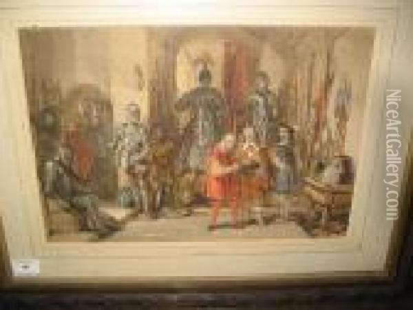 At The Armourers Oil Painting - George Cattermole