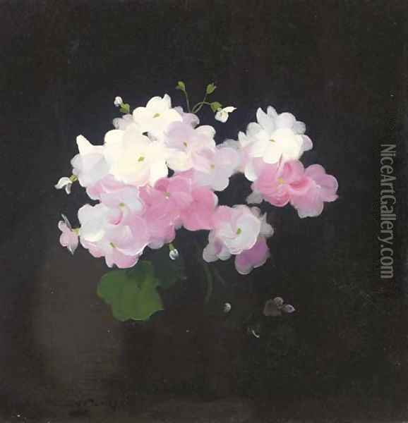 Pink and white camellias Oil Painting - James Stuart Park