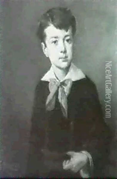 Portrait Of A Young Boy, Half Length Oil Painting - Francisco Miralles y Galup