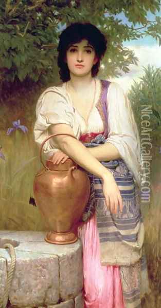 At the Well Oil Painting - Charles E. Perugini