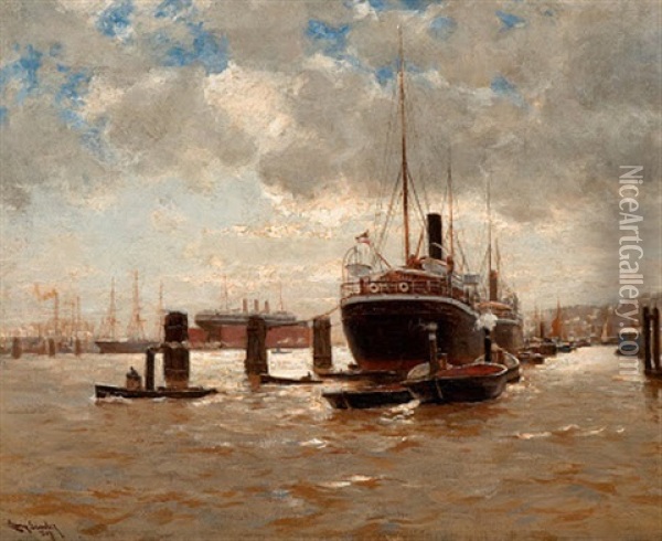 Im Hafen Oil Painting - Erwin Carl Wilhelm Guenther