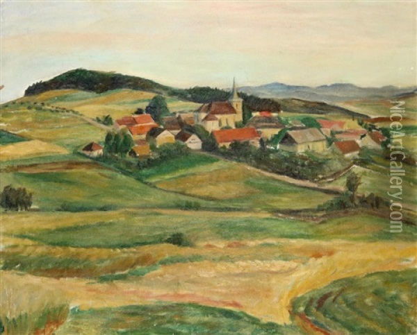 Dorf In Den Bergen (+ Landschaft, Verso) Oil Painting - Frantisek Vojacek