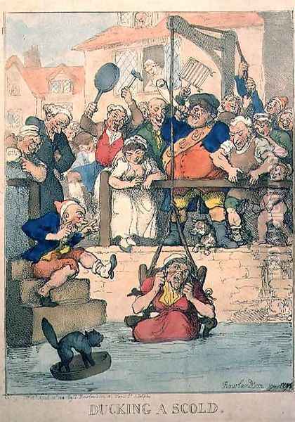 Ducking a Scold, 1812 Oil Painting - Thomas Rowlandson