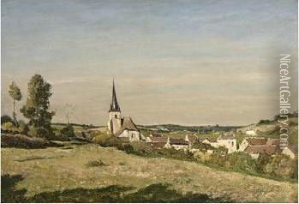 A View Of The Village Of Saint-prive Oil Painting - Henri-Joseph Harpignies