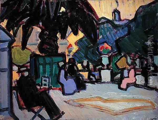 Square, Cassis, 1913 Oil Painting - Samuel John Peploe