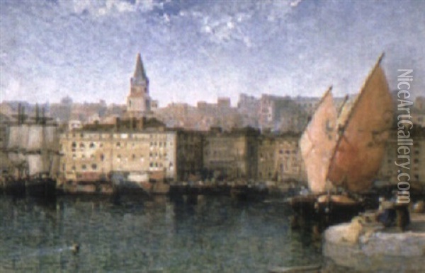 Marseilles Harbor Oil Painting - Arthur Joseph Meadows
